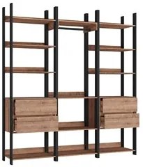 Closet 4 Gavetas 1 Cabideiro Estilo Industrial Chess F04 Preto/Solanum