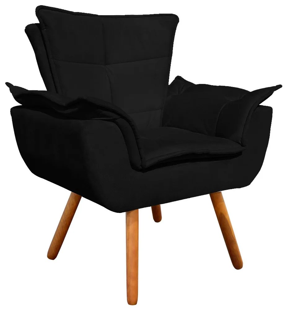 Namoradeira e 2 Poltronas Pé Palito Castanho Opala Suede Preto D03 - D'Rossi