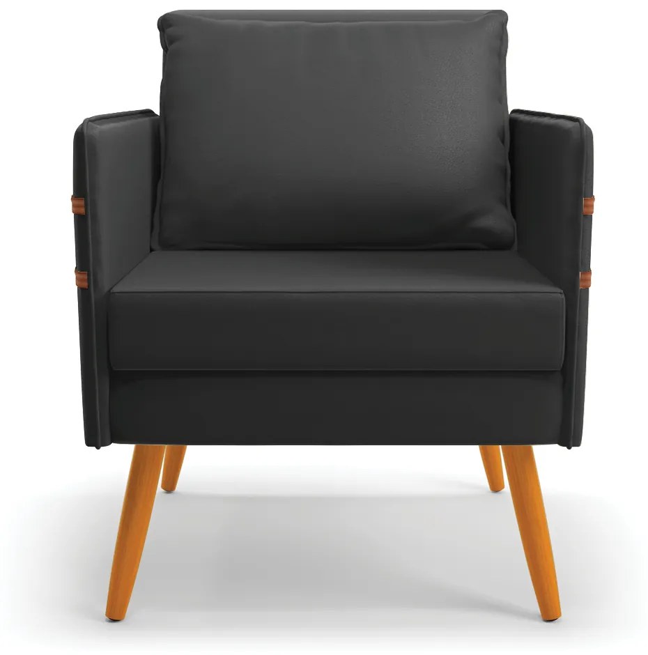 Kit 01 Namoradeira 02 Lugares e 01 Poltrona Mari Corino Preto Pés Palito Castanho - D'Rossi