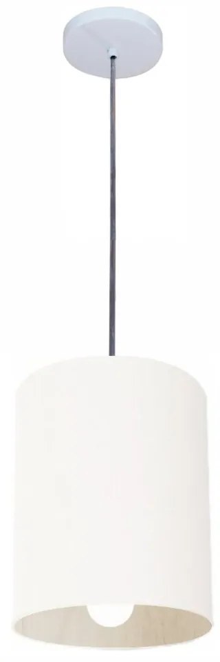 Lustre Pendente Cilíndrico Md-4200 Cúpula em Tecido 14x15cm Branco - Bivolt