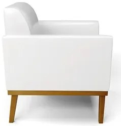 Poltrona Decorativa Base Madeira Castanho Maressa Sintético PU Branco