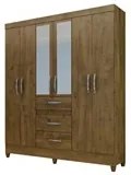 Guarda Roupa Casal Itatiba 6 Portas Castanho Wood - Moval