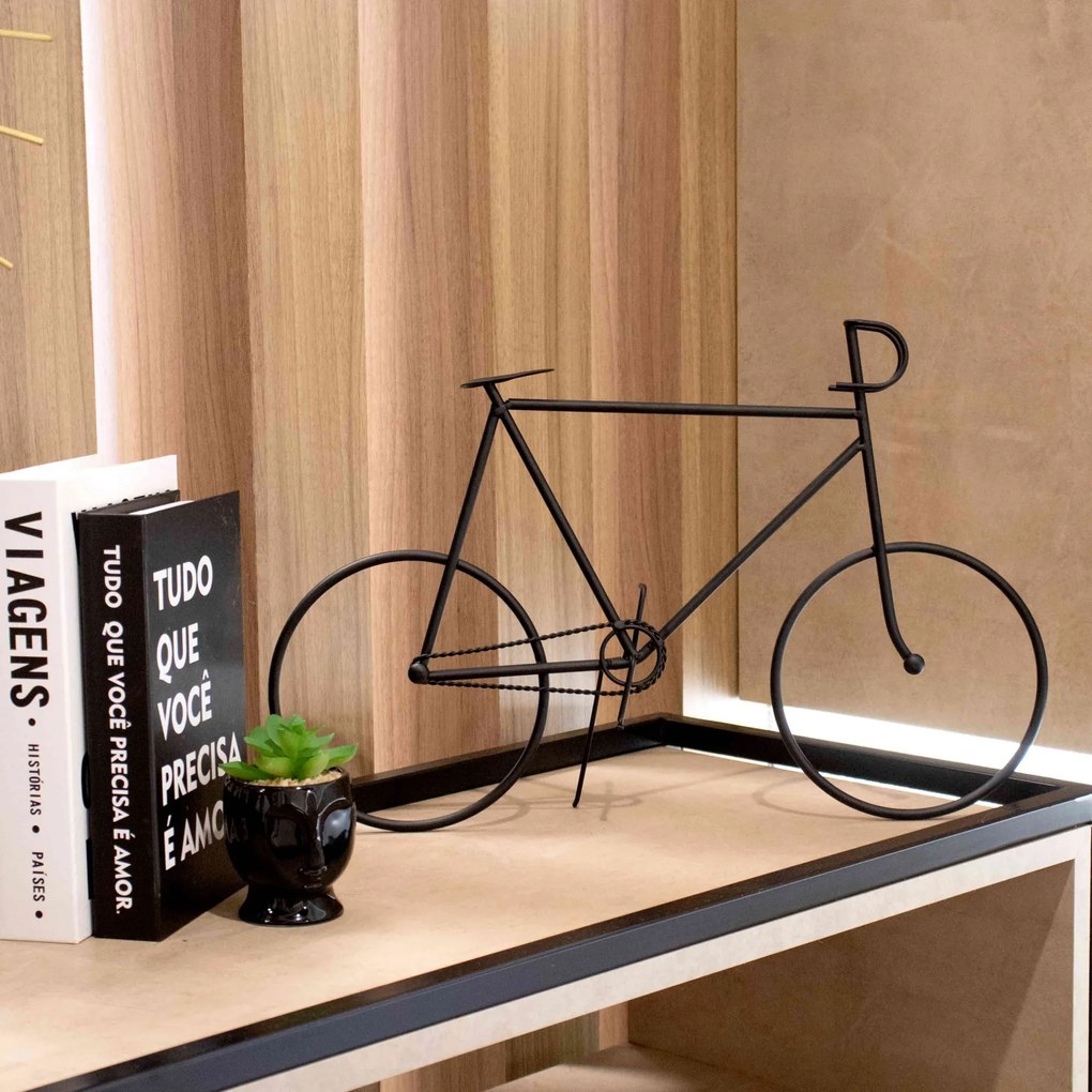 Escultura Decorativa Bicicleta Em Metal Preto 32x50x9 cm M02 - D'Rossi