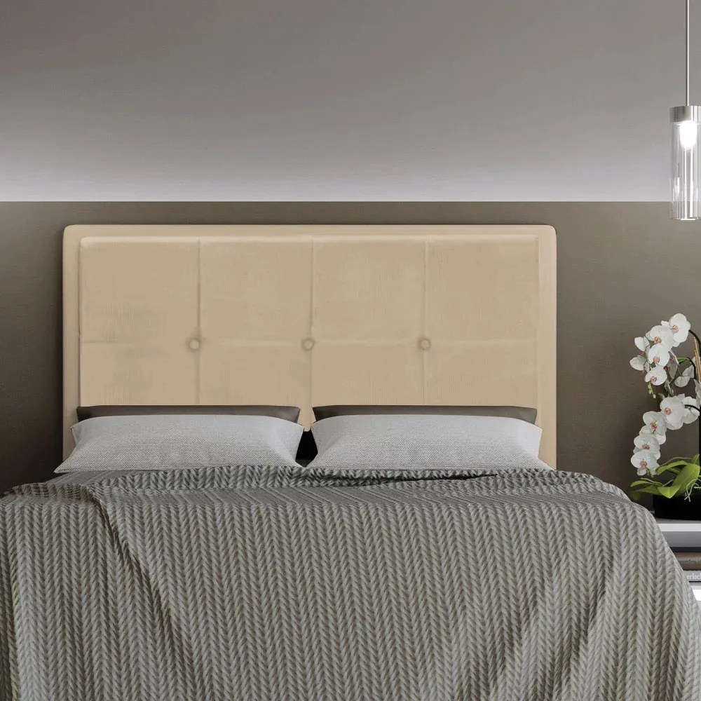 Cabeceira Casal King Cama Box 195cm  para Quarto Ametista Suede M11 - D'Rossi - Bege