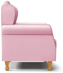 Poltrona de Amamentação Pés Madeira e Puff Lucy Z39  Sintético Rosa -