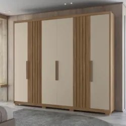 Guarda Roupa Casal 260cm 6 Portas Gaia Carvalho/Fendi Z17 - Mpozena