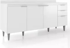 Balcão de Cozinha Com Tampo 180cm Pérola Branco Z34         - Mpozenat