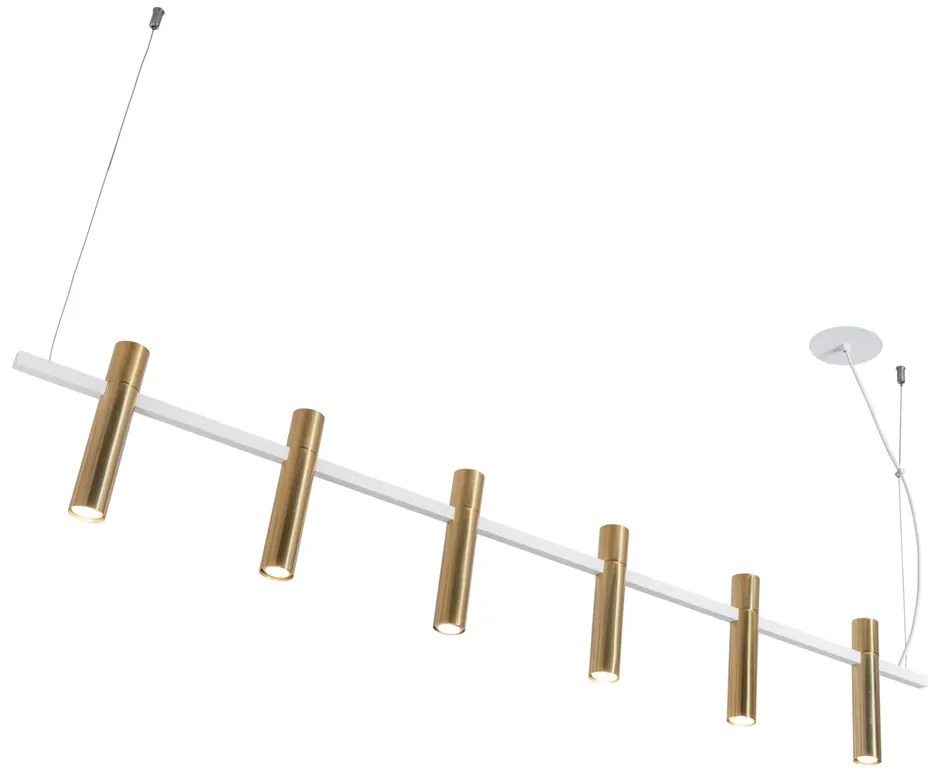 Pendente Cravo 3,8X20X130Cm Focos Simetricos 6Xmr11 - Usina 16970/6 (BT - Branco Texturizado)