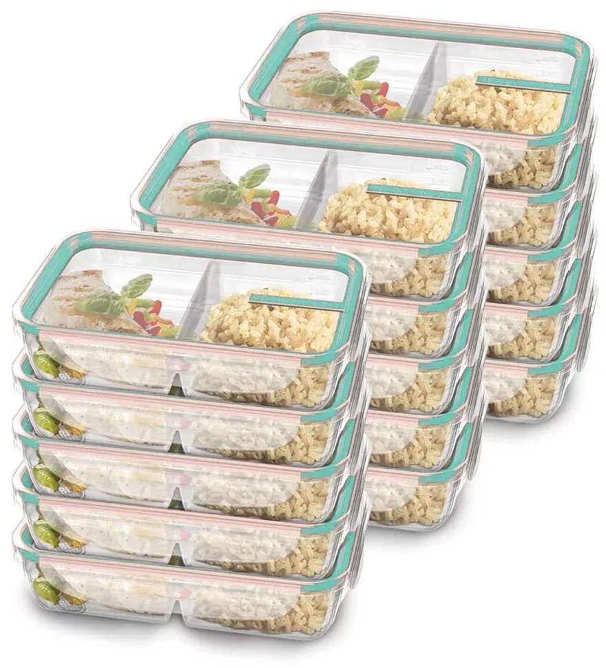 Kit 15 Potes de Plástico com Travas e Divisória 730ml - Verde