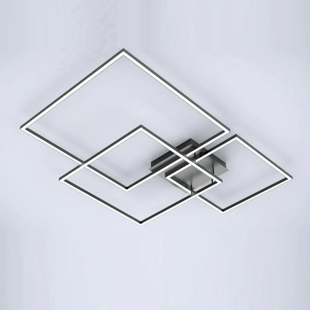 Plafon Canvas 116W Led 3000K Ip20 Preto Bivolt 70X100Cm | Opus Dn 3802... (Preto)