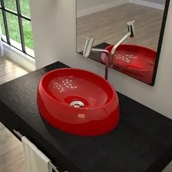 Cuba Pia de Apoio para Banheiro Oval Capri OV39W C08 Vermelho - Mpozen