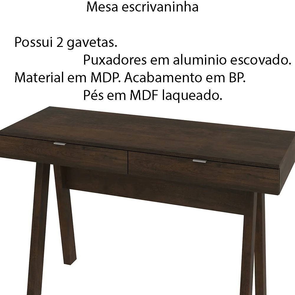 Mesa Escrivaninha para Escritório Home Office ME4128 MDP Rustico G69 - Gran Belo