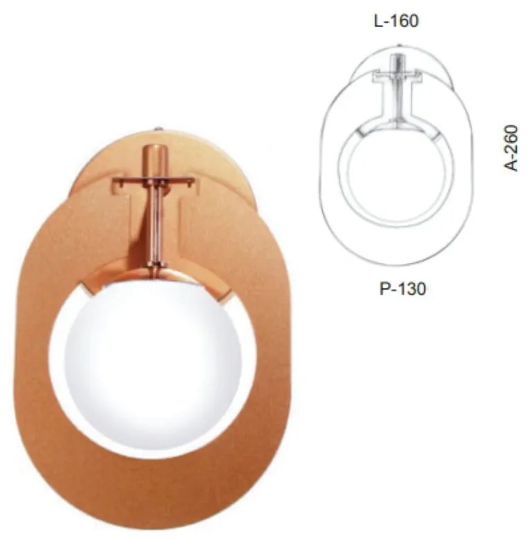 Arandela Globo Corte Laiser 16X13X26Cm Metal E Globo Ø10Cm 01Xg9 |Old... (COBRE FOSCO, FOSCO (BRANCO))