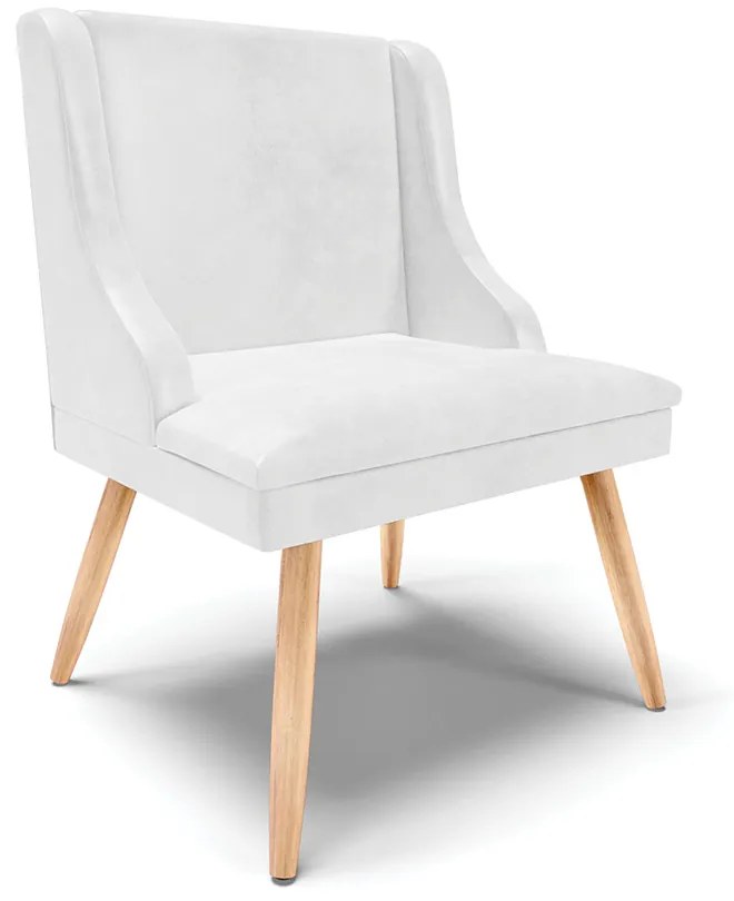 Kit 08 Cadeiras de Jantar Liz Corano Branco Pés Palito Natural D03 - D'Rossi