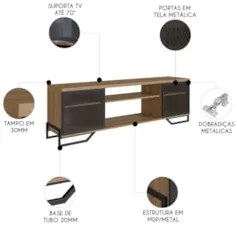 Rack Bancada Para TV 70 Pol Industrial Vesper Mel Z54 - Mpozenat