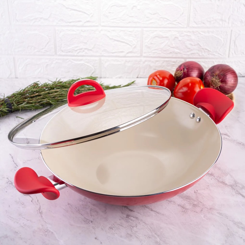 Panela Wok Intense Com Alças - Vermelha (32cm)
