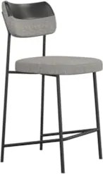 Banqueta Cozinha Média Kit 4 Milli Linho Cinza/Preto A14    - Mpozenat