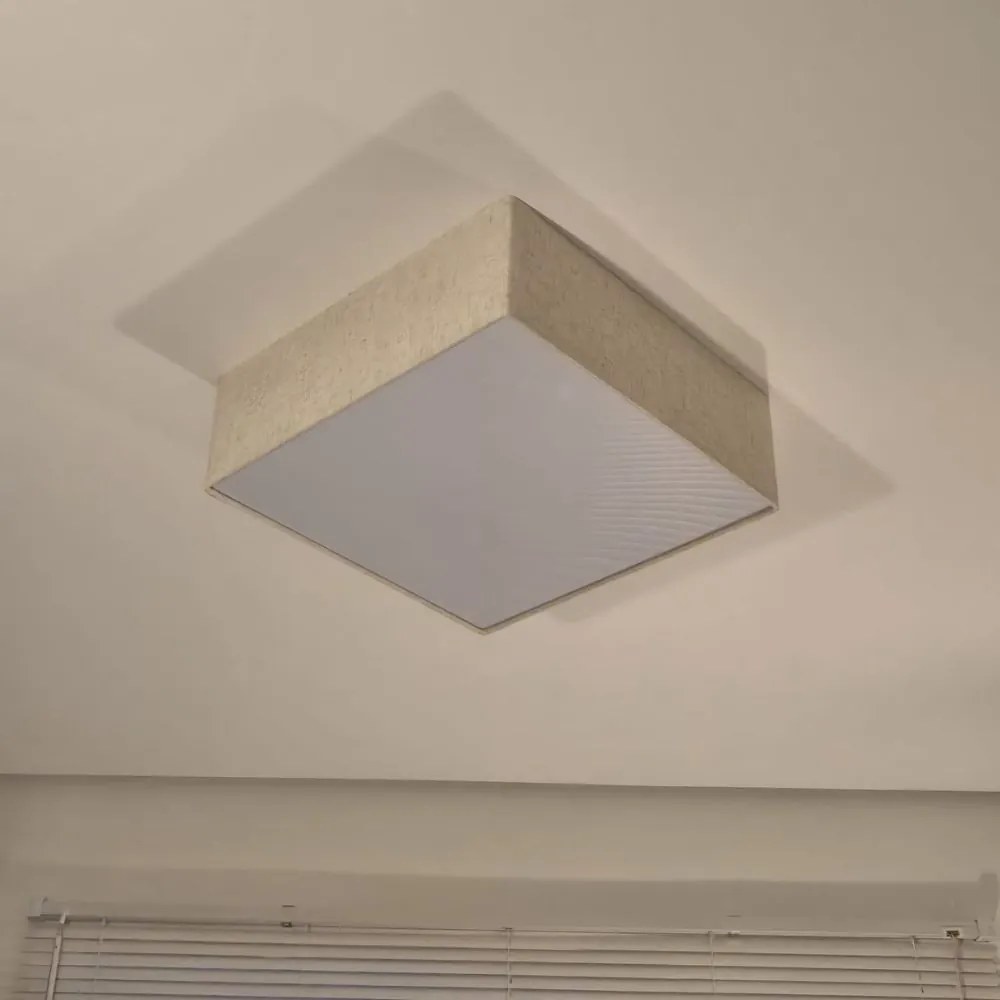 Plafon Quadrado Md-3050 Cúpula em Tecido 12/40x40cm Rústico Bege - Bivolt