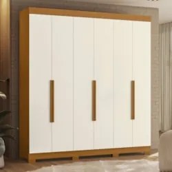 Guarda Roupa Casal 200cm 6 Portas Viny A02 Off/Cinamomo - Mpozena