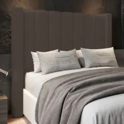 Cabeceira Casal Queen Cama Box 160cm Claire Z04 Veludo Marrom - Mpozen