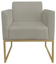 Kit 2 Poltronas Decorativas Base Industrial Dourada Maressa S12 Suede