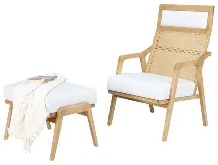 Poltrona Eleonor com Puff Cor Machê Base Amêndoa - 69551 Sun House