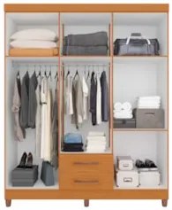 Guarda Roupa Solteiro 154cm com Espelho Dony A02 Cinamomo   - Mpozenat