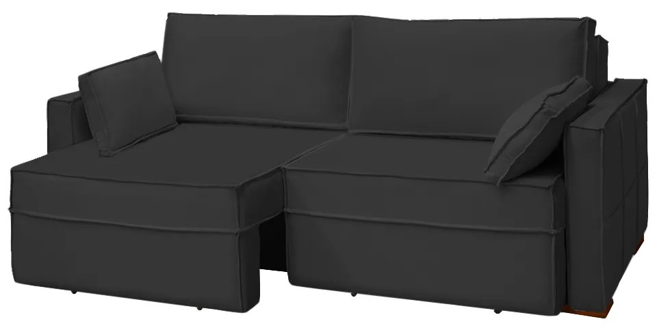 Sofá Cama Ferrari Retrátil e Reclinável 2,15m Veludo Preto