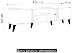 Rack Bancada Para TV 75 Pol 180cm Sia Nature/Off Z49 - Mpozenato