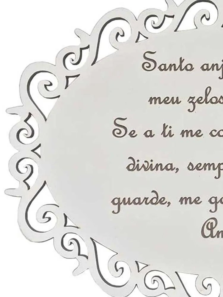 Placa Decorativa Santo Anjo Com Arabesco Mdf 3mm Branco - D'Rossi