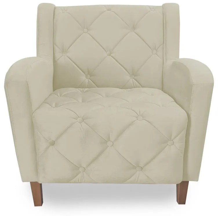 Poltrona Decorativa Munique Pés Palito Suede Bege - Sheep Estofados