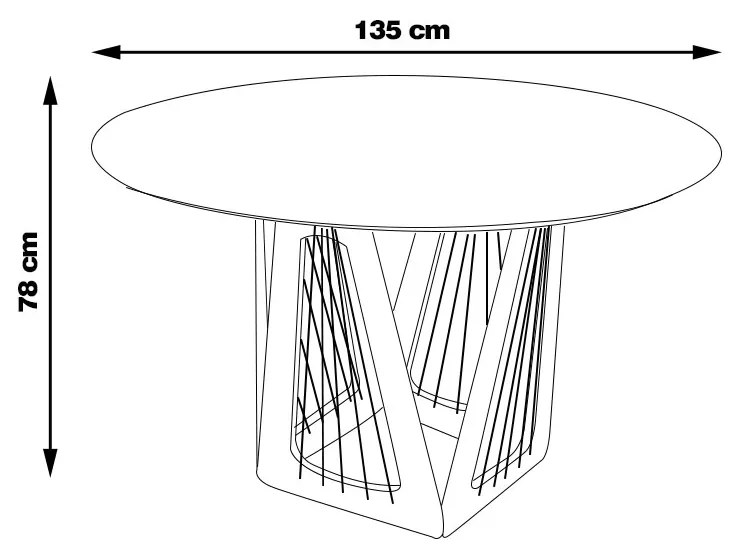Mesa Sala de Jantar 4 Lugares 135cm Tampo Redondo de Vidro Giaguaro Preto/Ébano G13 - Gran Belo