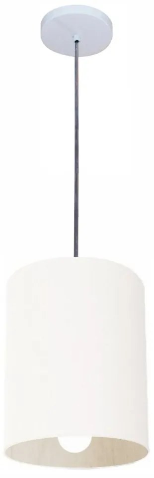 Lustre Pendente Cilíndrico Md-4200 Cúpula em Tecido 14x15cm Branco - Bivolt