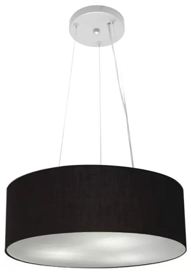 Lustre Pendente Cilíndrico Md-4181 Cúpula em Tecido 40x15cm Preto - Bivolt