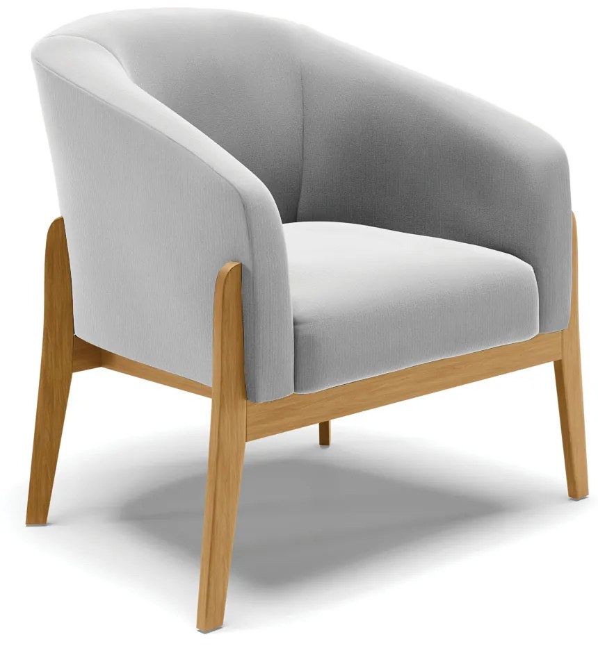 Poltrona com Puff Base de Madeira Stella Suede D03 - D'Rossi - Cinza