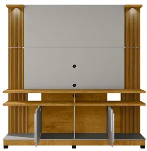 Home Theater York LED Ripado Naturalle/Off White - Bechara Móveis