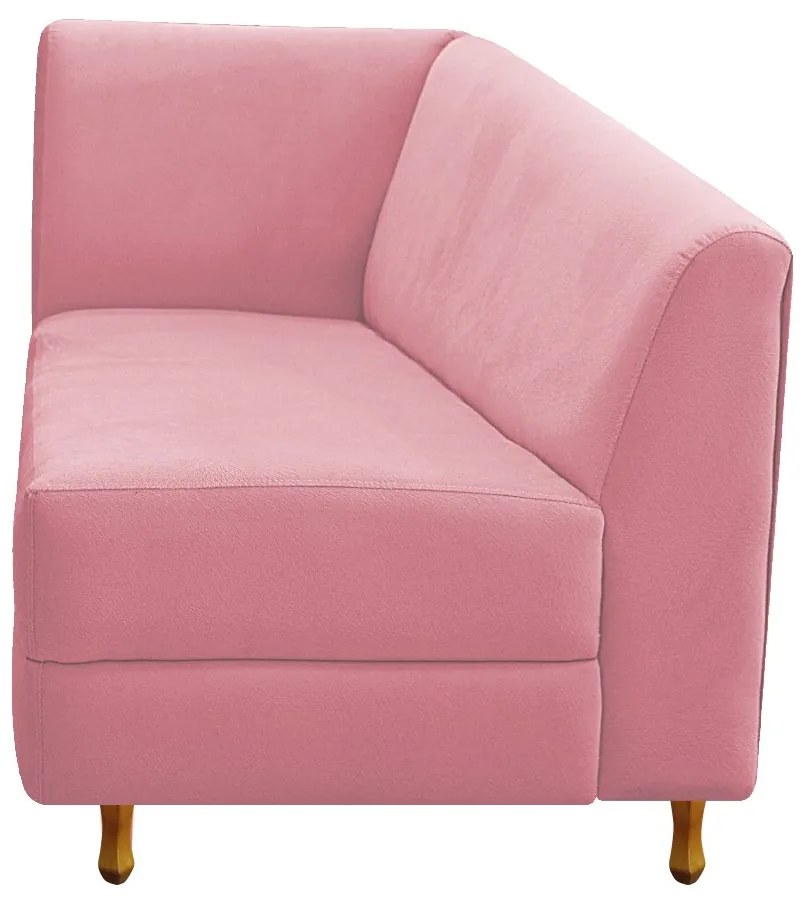 Recamier Valéria 160cm Lado Direito Suede Rosa Bebê - ADJ Decor