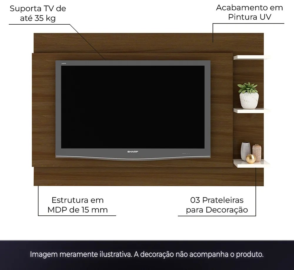Painel Home para TV até 65 Sala de Estar PL3002 Capuccino/Off White G69 - Gran Belo