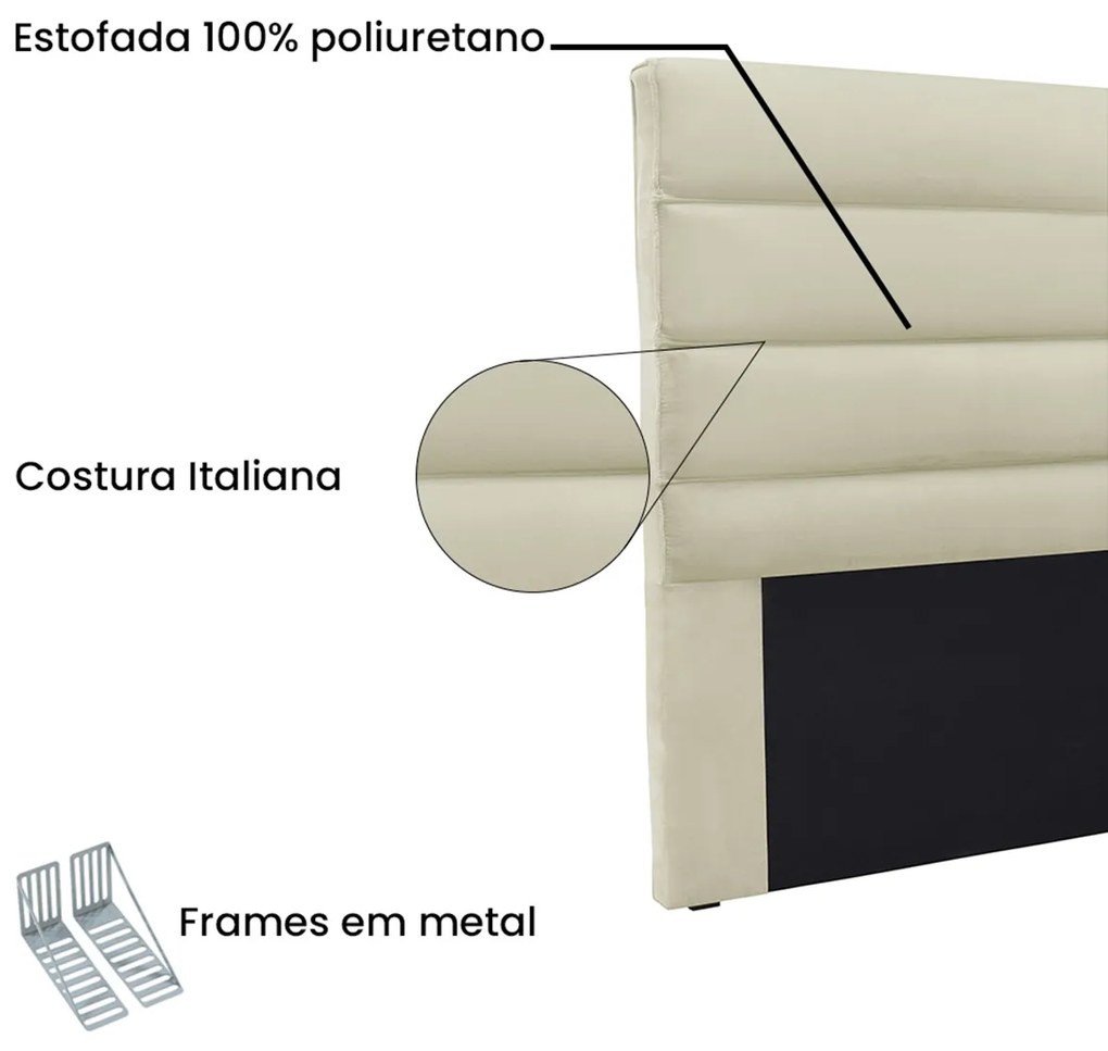 Cabeceira Estofada Nubia 195cm King Size Veludo - ADJ Decor