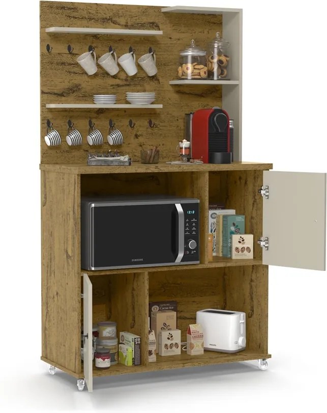 Aparador Cantinho do Café Aconchego Nature com Off White - Patrimar Móveis