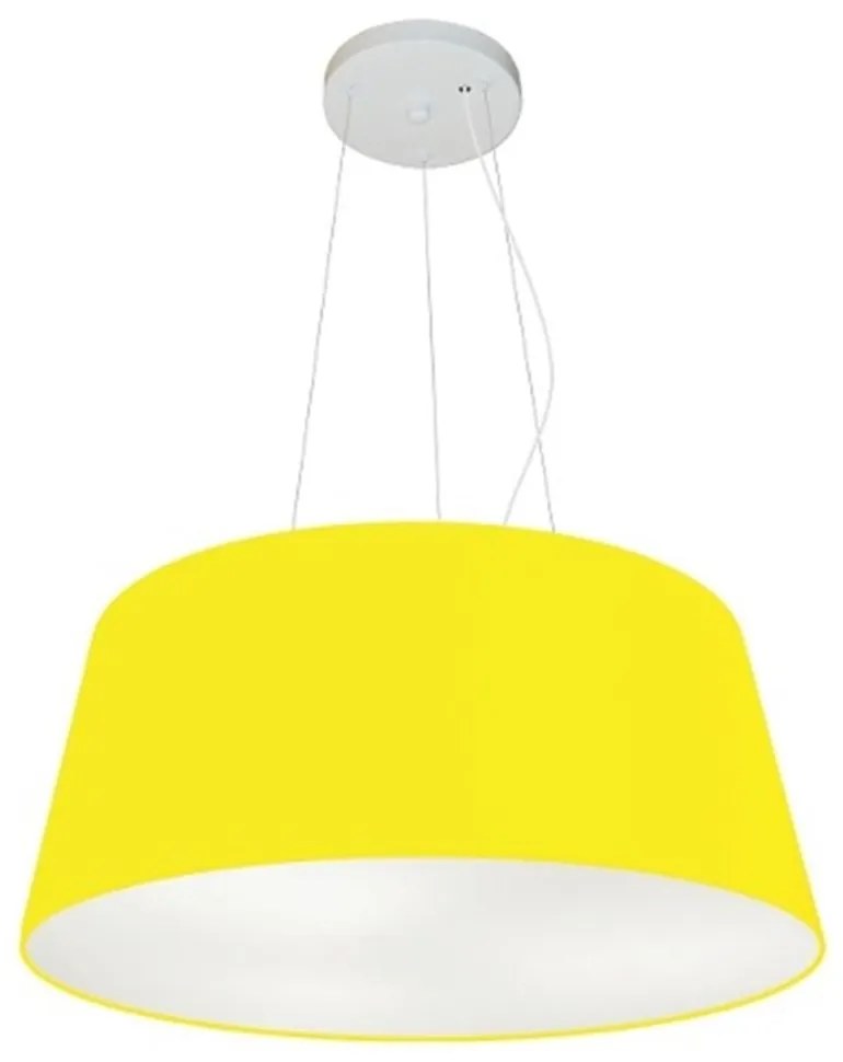 Lustre Pendente Cone Md-4048 Cúpula em Tecido 21/50x40cm Amarelo - Bivolt