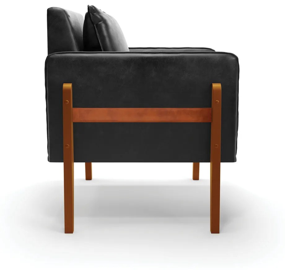 Poltrona Lana Corano Base de Madeira D03 - D'Rossi  - Preto