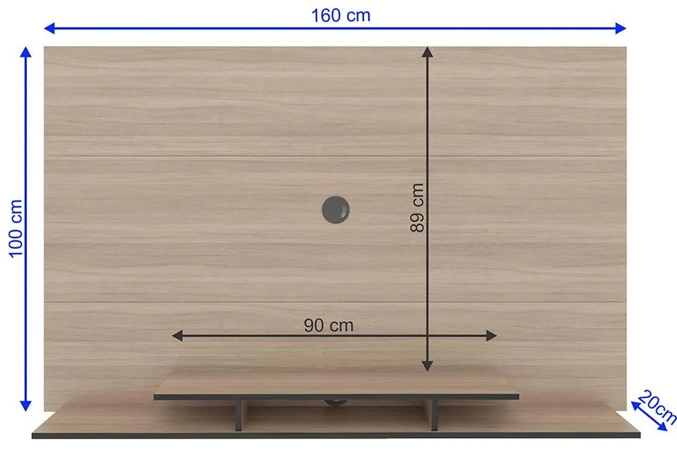 Painel Para TV Até 60" 1 Nicho 3 Prateleiras Marrom Montana