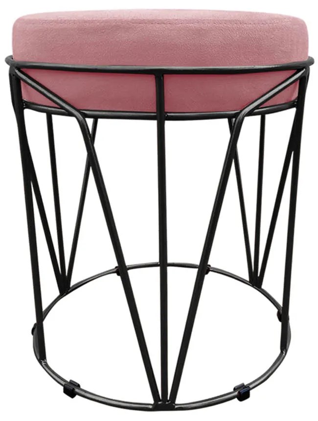 Puff Multiuso com Mesa Babu 2 em 1 Suede Rose Base Preto - D'Rossi