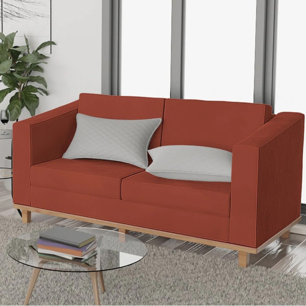 Sofá 2 Lugares Europa Suede Terracota ADJ Decor
