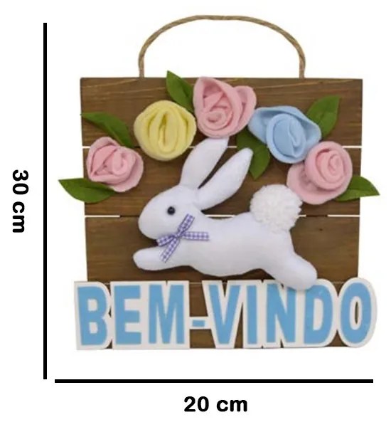 Enfeite Placa Decorativa Coelho 30x20x1 Cm - D'Rossi