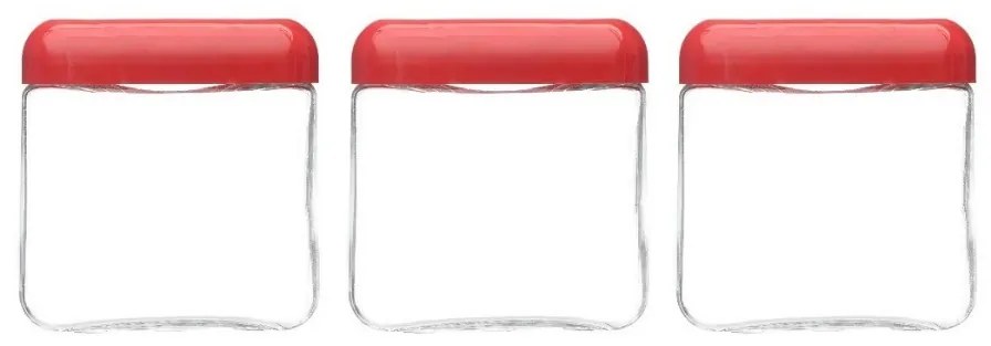 Kit 3 Potes de Vidro Tendenza 750ml - Vermelho