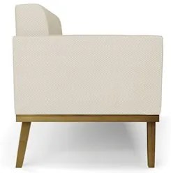 Sofá Namoradeira Base Madeira Castanho Ana Veludo Luxo Off White - Ibi