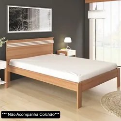 Cama de Casal Madeira CM8009 Amêndoa/Branco - Tecno Mobili