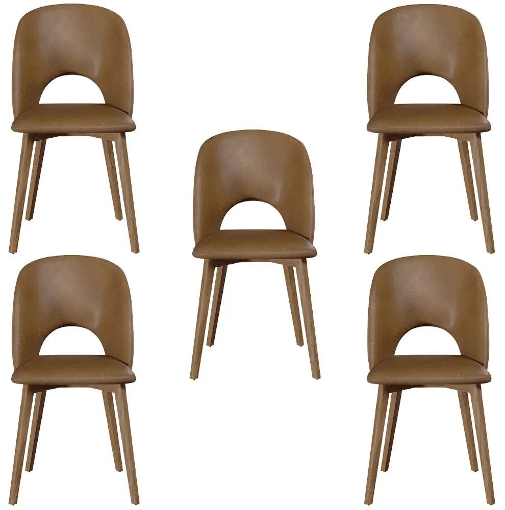 Kit 5 Cadeiras Decorativas Sala de Jantar Madeira Maciça Hadassa PU Marrom/Nogueira G13 - Gran Belo